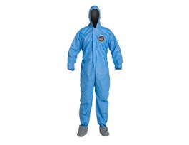 Proshield® 10 Coverall, Hooded & Booted, Elastic Wrists, Serged seams, Storm flap, Blue, LG