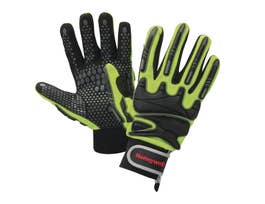 RigDog™  Impact Glove, PVC Cushioning, Hi Viz Yellow, Impact resistant, super-grip palm, XL