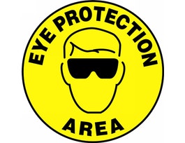 Slip-Gard Floor Sign, Eye Protection Area (w/Graphic), 17" Round, EA