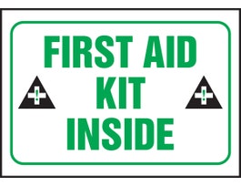 Safety Label, 3.5" x 5", FIRST AID KIT INSIDE, DURA-VINYL, EA