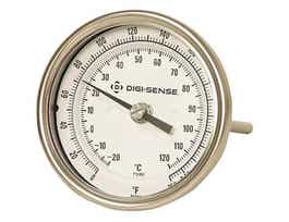 Back-Con Bimetal Thermometer, Dial 3" , 6" L/25-125F/-5-50C