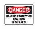 Sign, Danger-Hearing Protection Required In This Area, 10x14", Plastic; 1/Pk