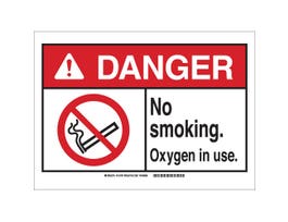 DANGER No Smoking. Oxygen In Use. Sign, 7" H x 10" W x 0.06" D, Polystyrene