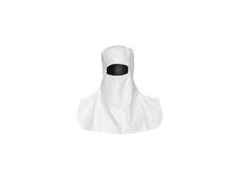 Tyvek® IsoClean® Hood. Bound Seams. Bound Opening for Eyes. Bound Bottom. Snaps for Fit. White. Universal