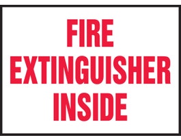 Safety Label, 3.5" x 5", FIRE EXTINGUISHER INSIDE, ADHESIVE VINYL, 5/PK