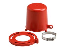 Plug Valve Lockouts 4 in H x 4.71 in Dia, Red Polypropylene