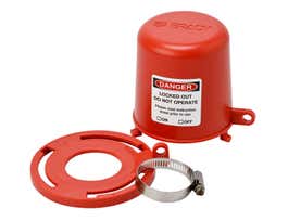 Plug Valve Lockouts 4.5 in H x 4 in Dia, Red Polypropylene