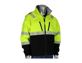 ANSI 107 Rip Stop Softshell Jacket Fleece Lining WWB, Hood, Zipper LY, LG