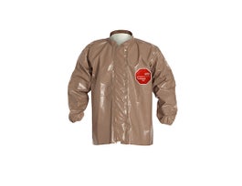 Tychem® 5000 Jacket, Mandarin Collar, Elastic Wrists, Ext. to Hip, Taped Seams, Tan, LG