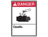 ANSI Sign, Danger-Caustic, 14" x 10", Plastic