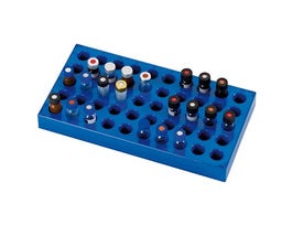 Vial Rack, Polypropylene; holds 50 vials up to 12mm Diameter; Blue