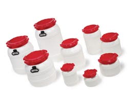 DRUM WHITE HDPE 10L W/RED LID