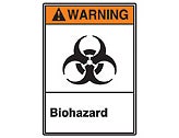 ANSI Sign, Warning-Biohazard, 14" x 10", Adhesive Vinyl