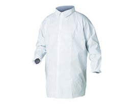 KleenGuard* A20 Breathable Particle Protection Lab Coats, Hok and Loop Closure, White, LG