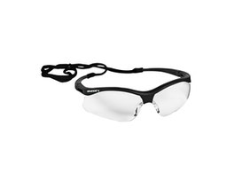Jackson Safety* V30 Nemesis* Small Safety Glasses, Clear Lens, Black Frame with Black Tips, Hard Coat, Neck Cord