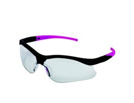 Jackson Safety* V30 Nemesis* Small Safety Glasses, Clear Lens, Black Frame with PinkTips, Anti-Fog, Neck Cord