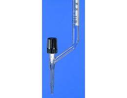 BRAND(R) SILBERBRAND burette, lateral stopcock10 mL volume, accuracy: +/-0.03 mL, clear borosilicate glass 3.3 (Schellbach stripes, PTFE spindle)