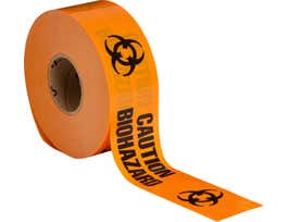 Standard Barricade Tape Roll -  Polyethylene, CAUTION BIOHAZARD, Black on Orange, 3"  x 1000'