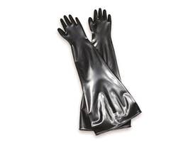Seamless Dry Box Glove, Butyl, 8" Dia Cuff, 15mil, 32 In, Ambidextrous, Black, 9