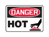 Safety Sign, Danger - Hot (with icon), 7" x 10", Plastic