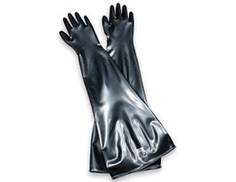 Seamless Dry Box Glove, Butyl, 8" Dia Cuff, 15mil, 32 In, Hand Specific, Black, 9