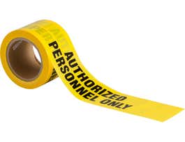 Standard Barricade Tape Roll -  Polyethylene, AUTHORIZED PERSONNEL ONLY, Black on Yellow, 3"  x 200'