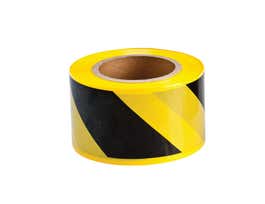 Economy Grade Barricade Tape, Polyethylene, Black on Yellow, 3" x 500'